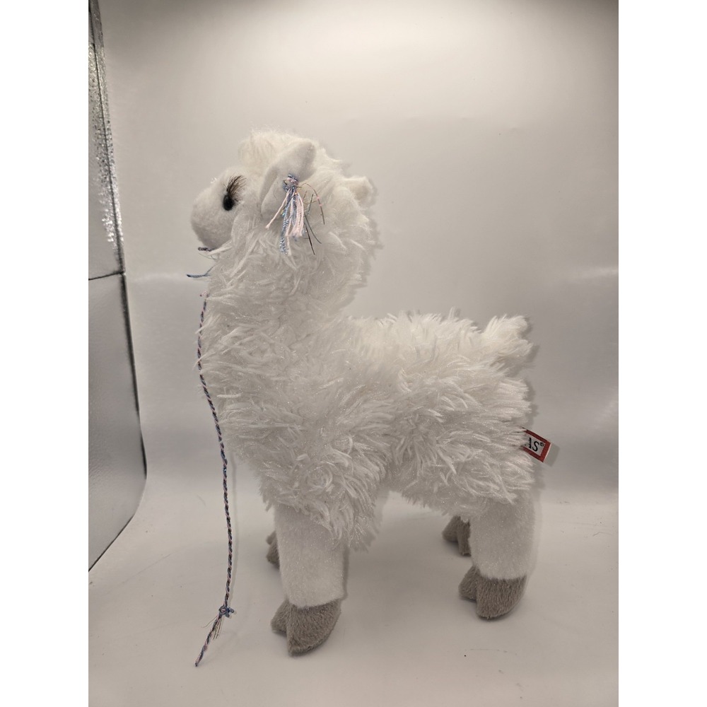 Douglas LLAMA Evelyn White Fluffy Plush Toy with Long Lashes and Gray Feet 11"